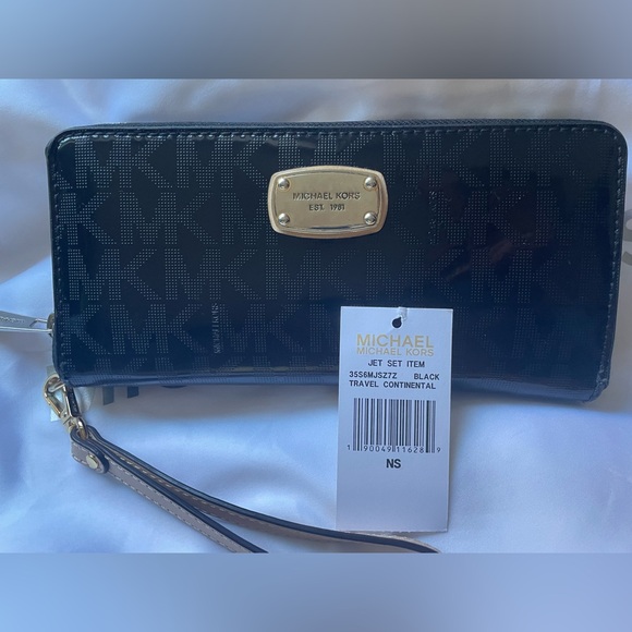 Michael Kors/ EUC Jet Set Travel Continental Wallet Black - Picture 1 of 9